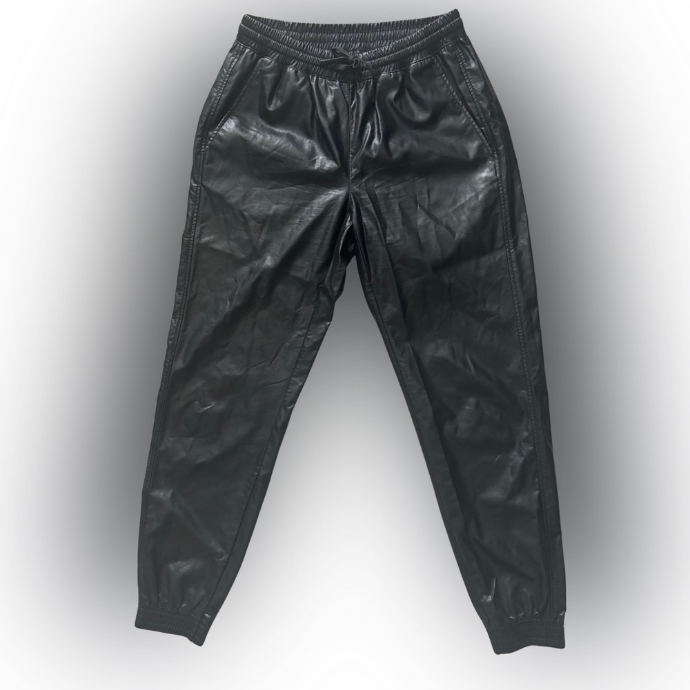 ZARA Faux Leather Drawstring Joggers